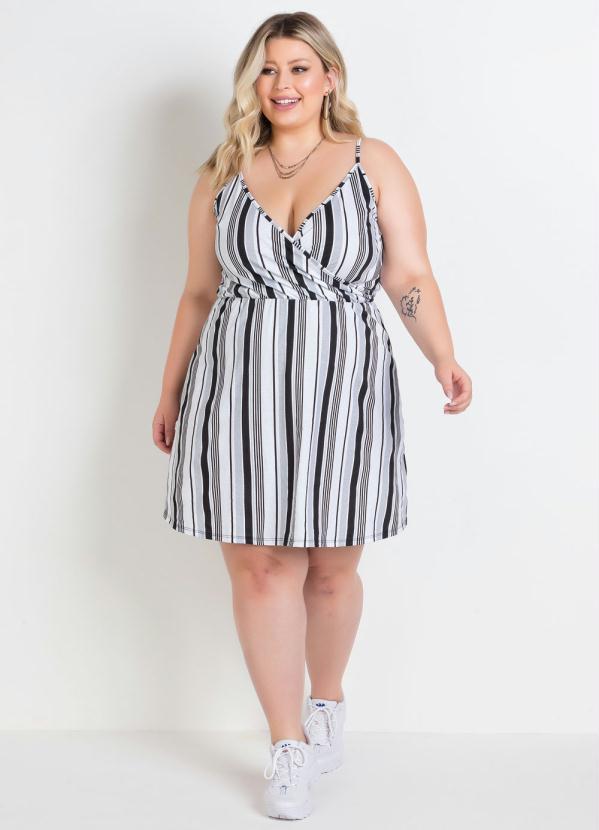 Marguerite - Vestido de Alças Transpassado Listrado Plus Size 3