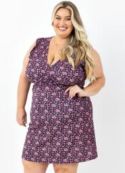 Vestido Decote V Marguerite Floral Escuro