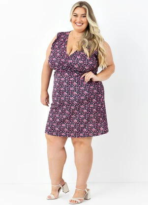 Vestido Decote V Marguerite (Floral Escuro) - MARGUERITE