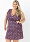 Marguerite - Vestido Transpassado Poá Plus Size - variação: Floral Escuro