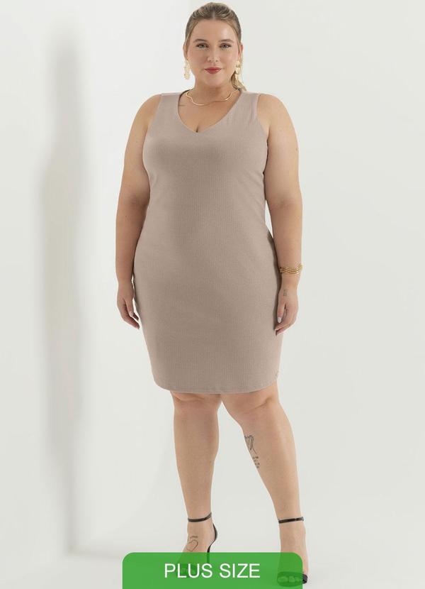 Cativa - Vestido em Canelado com Brilho Bege