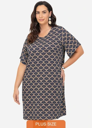 Secret Glam - Vestido Estampado Plus Size Marrom - SECRET GLAM