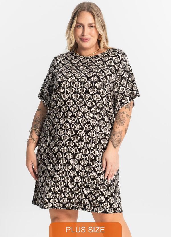 Secret Glam - Vestido Estampado Plus Size Preto