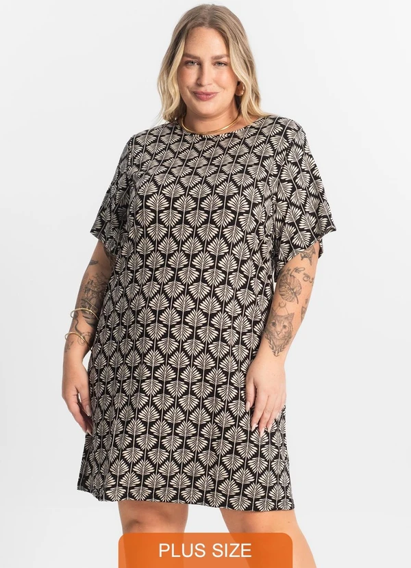 Secret Glam - Vestido Estampado Plus Size Preto