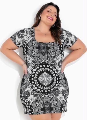 Vestido (tnico Preto) Tubinho Plus Size