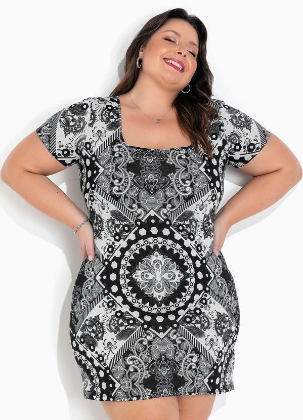 Vestido (tnico Preto) Tubinho Plus Size