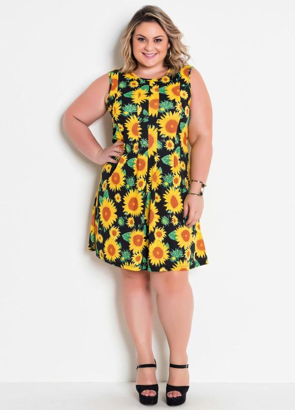 Marguerite - Vestido Evasê Girassol Plus Size 3