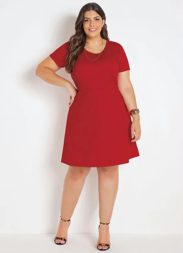 Marguerite - Vestido Evasê Vermelho Plus Size 3