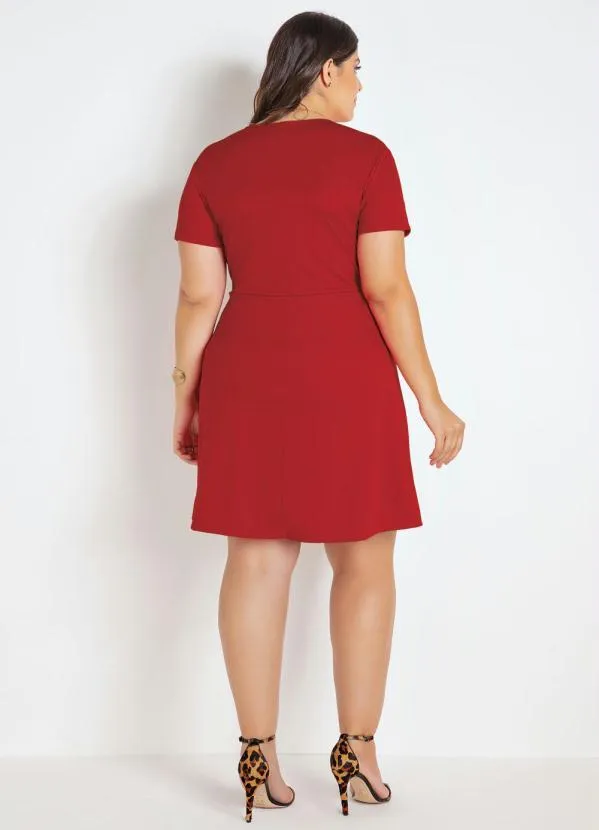 Marguerite - Vestido Evasê Vermelho Plus Size 4