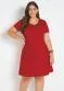 Marguerite - Vestido Preto Evasê Plus Size - variação: Vermelho