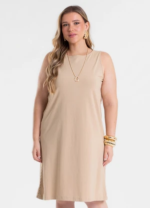 Secret Glam - Vestido Feminino Curto com Retilinea Marrom - SECRET GLAM
