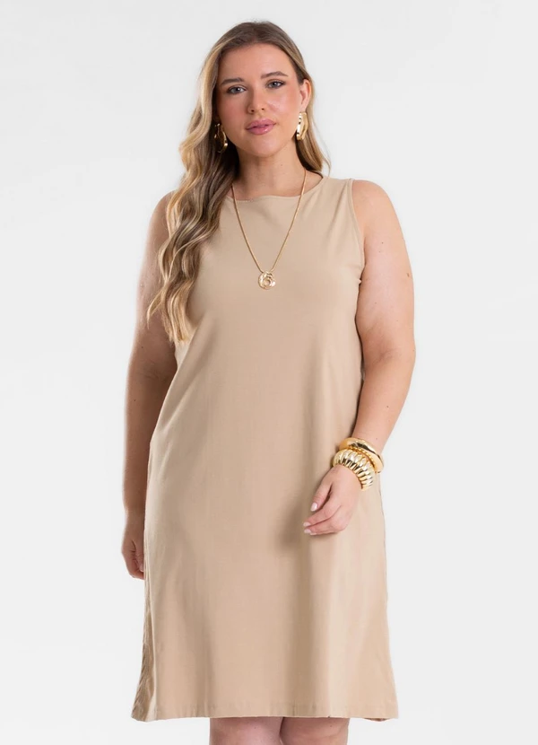 Secret Glam - Vestido Feminino Curto com Retilinea Marrom