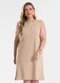 Secret Glam - Vestido Feminino Curto com Retilinea Marrom - variação: Marrom