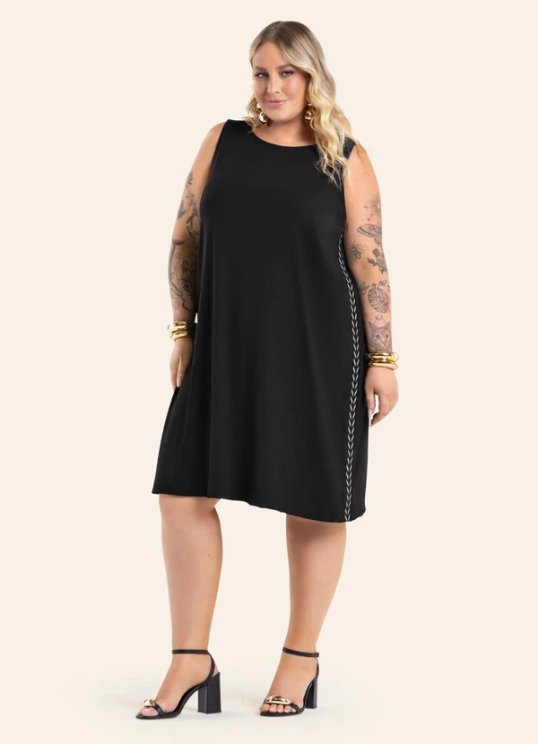 Secret Glam - Vestido Feminino Curto com Retilinea Preto
