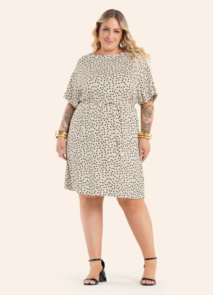 Secret Glam - Vestido Feminino Curto Estampado Bege - SECRET GLAM