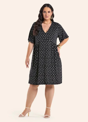 Secret Glam - Vestido Feminino Curto Manga Ampla Preto - SECRET GLAM