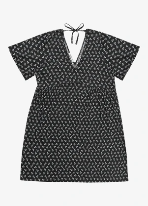 Secret Glam - Vestido Feminino Curto Manga Ampla Preto - SECRET GLAM