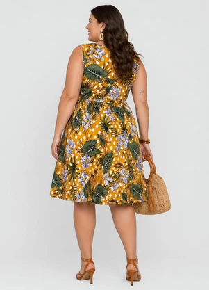 Select - Vestido Feminino Curto Plus Size em Amarelo - SELECT