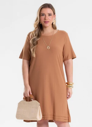 Secret Glam - Vestido Feminino Curto Viscose Marrom - SECRET GLAM