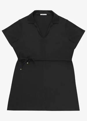 Secret Glam - Vestido Feminino Curto Viscose Sarjada Preto - SECRET GLAM