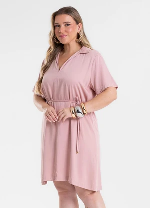 Secret Glam - Vestido Feminino Curto Viscose Sarjada Rosa - SECRET GLAM