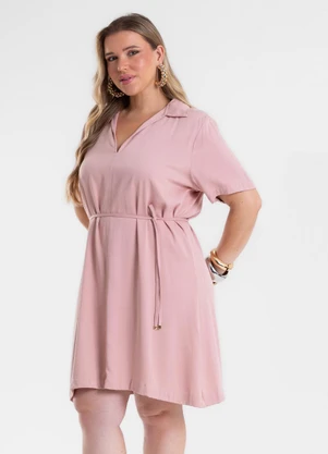Secret Glam - Vestido Feminino Curto Viscose Sarjada Rosa - SECRET GLAM