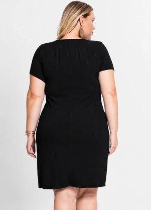 Rovitex - Vestido Feminino em Ribana Plus Size Preto - ROVITEX