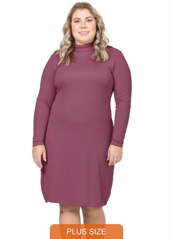 Miss Masy Plus - Vestido Feminino Gola Alta em Ribana Bordo