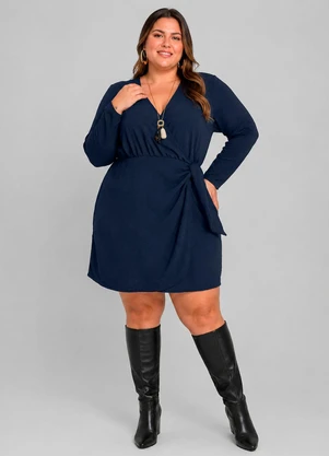 Dianna - Vestido Feminino Manga Longa Curto Azul - DIANNA
