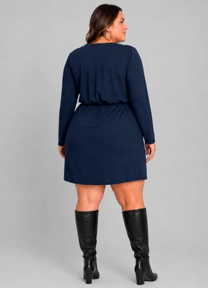 Dianna - Vestido Feminino Manga Longa Curto Azul - DIANNA
