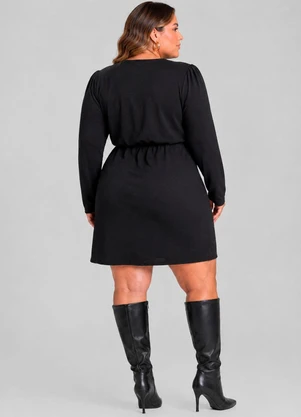 Dianna - Vestido Feminino Manga Longa Curto Preto - DIANNA