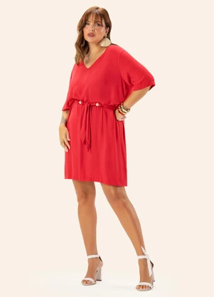 Secret Glam - Vestido Feminino Plus Curto Decote V Laranja - SECRET GLAM