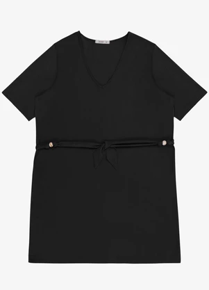 Secret Glam - Vestido Feminino Plus Curto Decote V Preto - SECRET GLAM