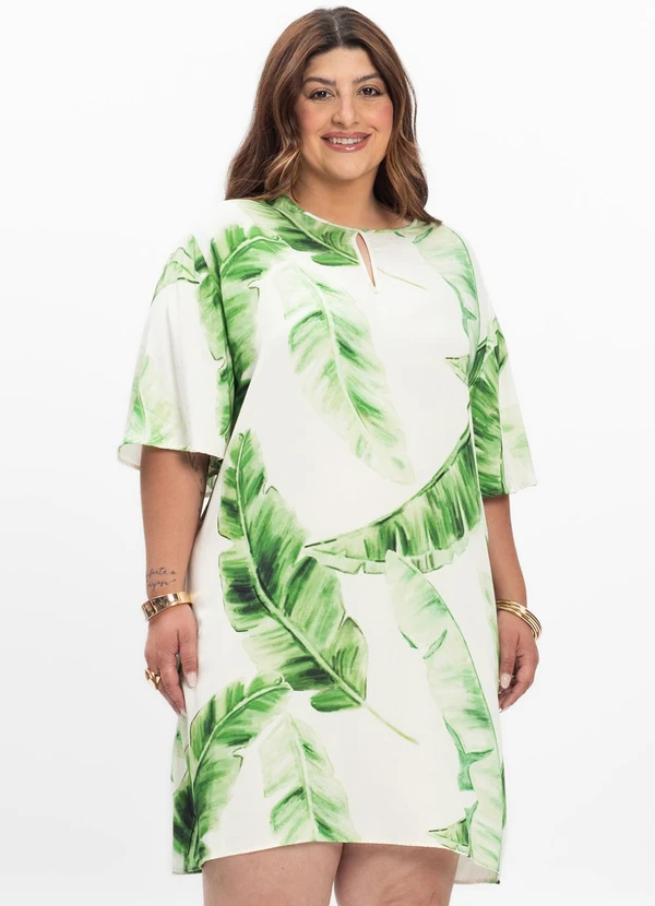 Secret Glam - Vestido Feminino Plus Size Curto Bege