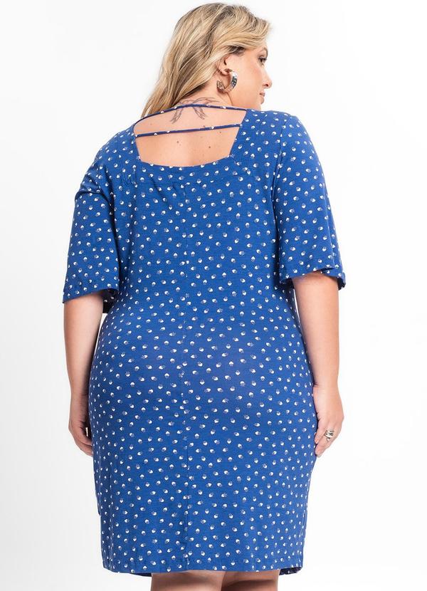 Secret Glam - Vestido Feminino Plus Size Decote V Azul 2