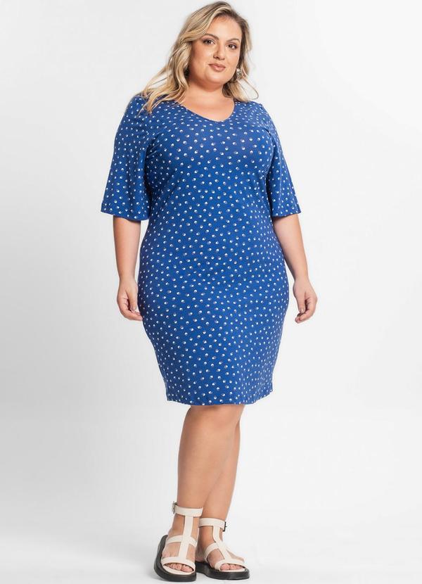 Secret Glam - Vestido Feminino Plus Size Decote V Azul 3