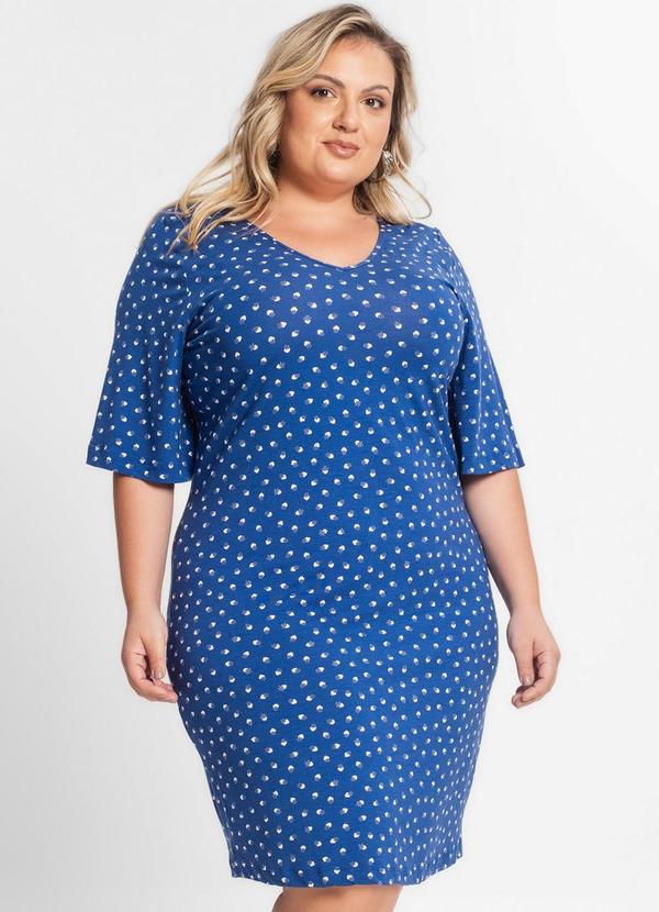 Secret Glam - Vestido Feminino Plus Size Decote V Azul 4