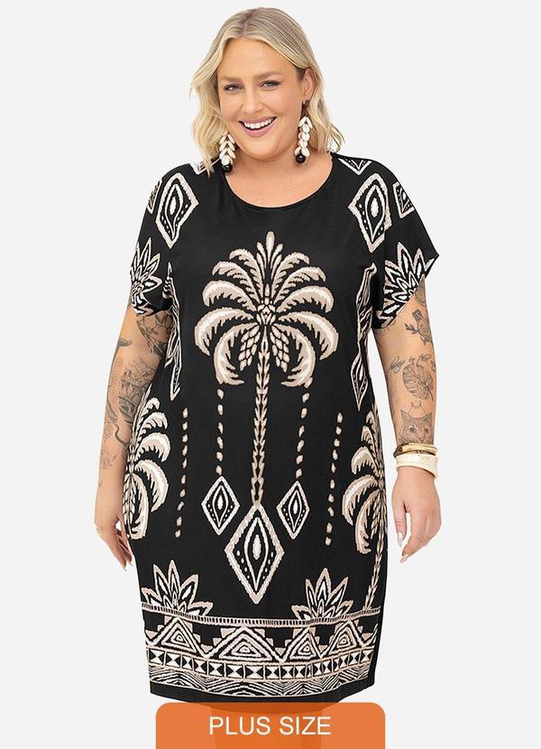 Secret Glam - Vestido Feminino Plus Size Estampado Preto