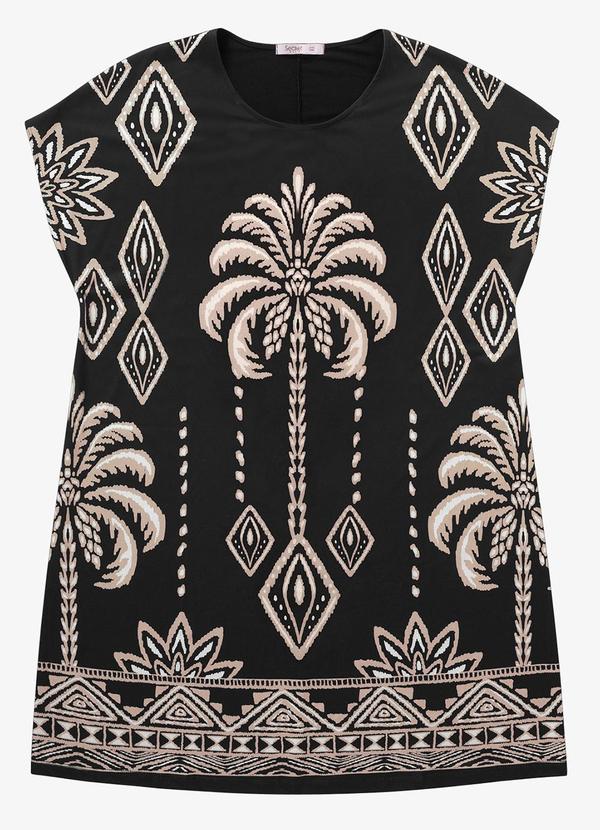 Secret Glam - Vestido Feminino Plus Size Estampado Preto 2