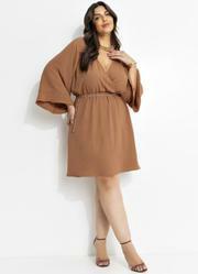 Vestido Ferrugem em Crepe Plano