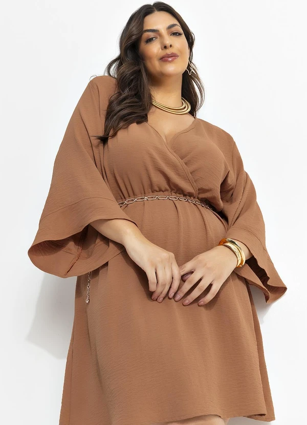 Marguerite - Vestido Ferrugem em Crepe Plano 2