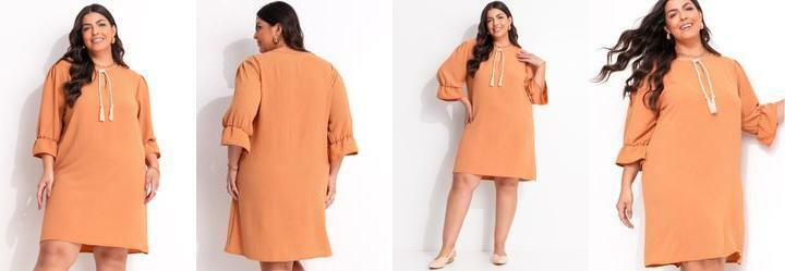 Vestido Ferrugem em Crepe Plano