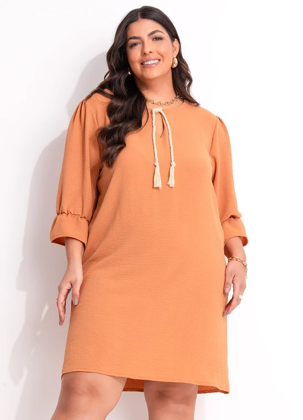 Marguerite - Vestido Ferrugem em Crepe Plano