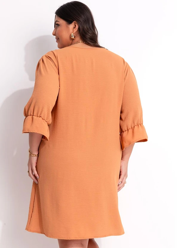 Marguerite - Vestido Ferrugem em Crepe Plano 2