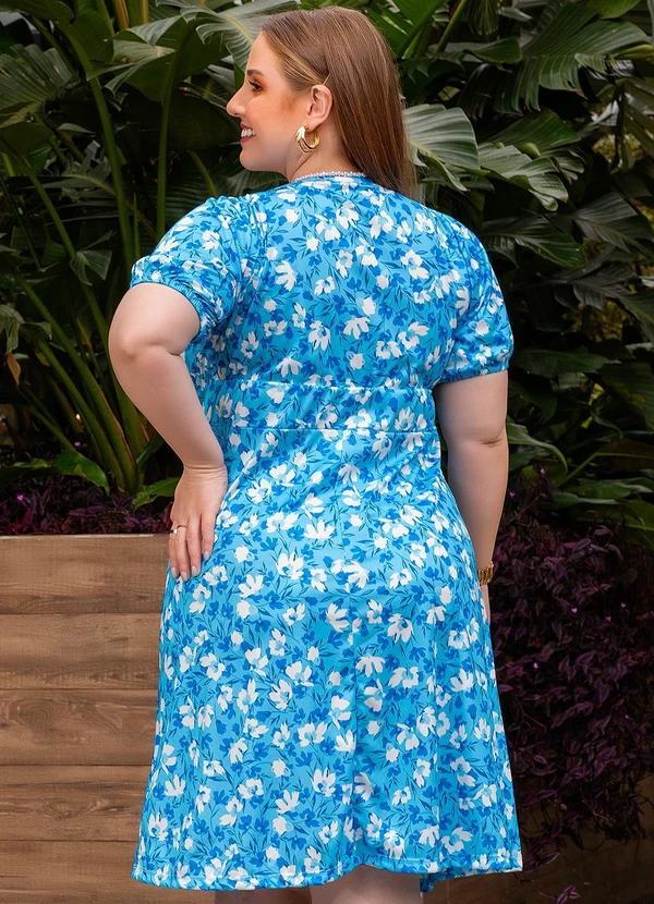 Marguerite - Vestido Floral Azul em Malha 4