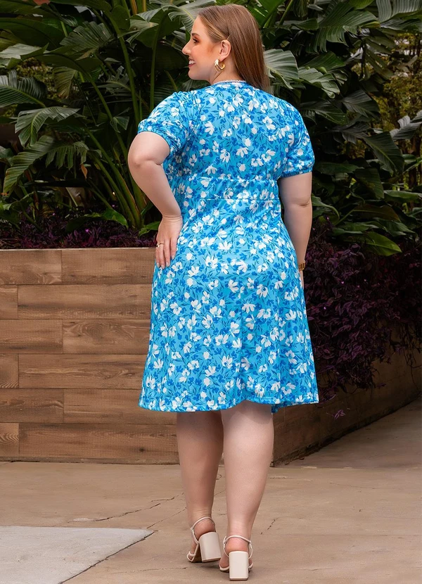 Marguerite - Vestido Floral Azul em Malha 3