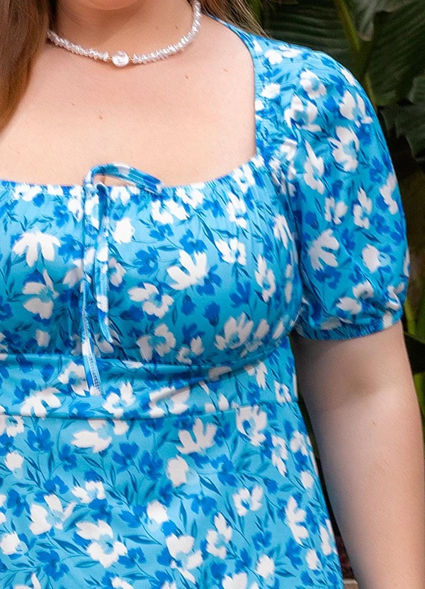 Marguerite - Vestido Floral Azul em Malha 1