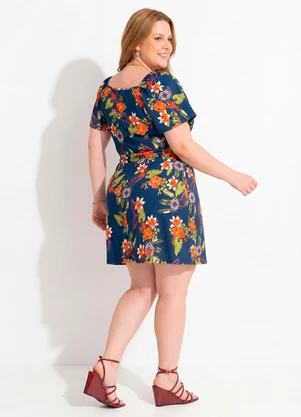 Marguerite - Vestido Floral Azul em Malha - MARGUERITE