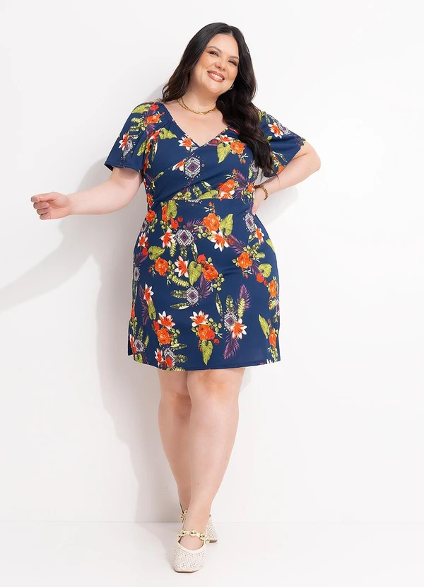 Marguerite - Vestido Floral Azul em Malha 2
