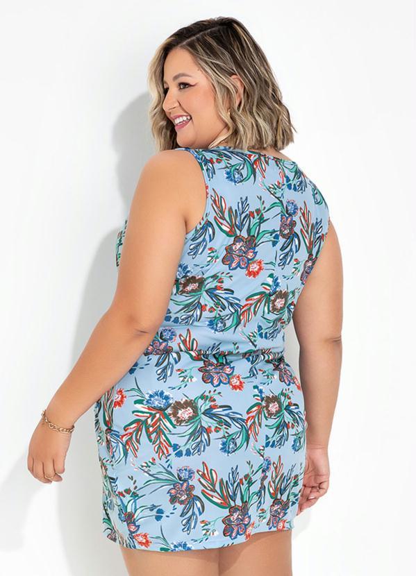 Outlet - Vestido Floral Azul Transpassado Plus Size 3